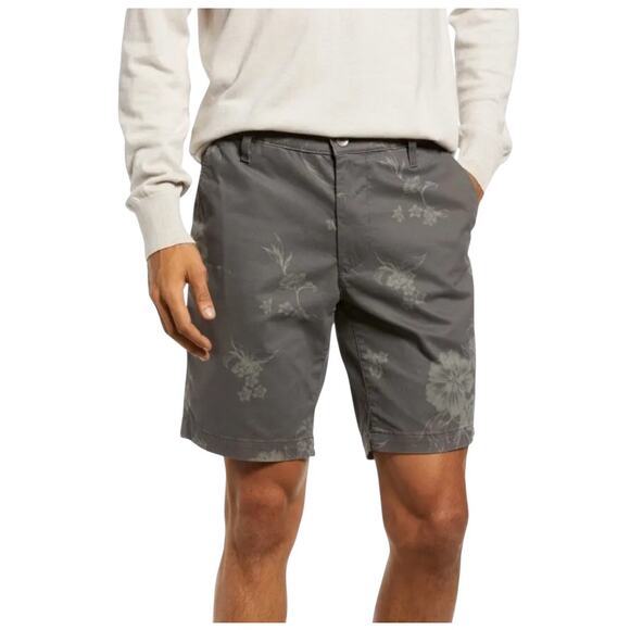 AG ADRIANO GOLDSCHMIED Wanderer Slim Trouser Shorts Gray Floral Size 38 - Picture 1 of 8